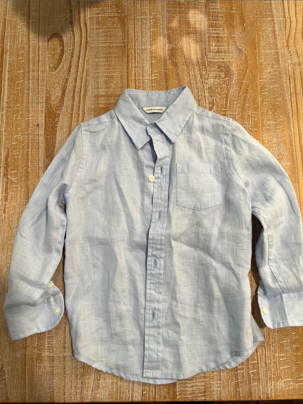 Janie and Jack Pale Blue Linen Button-Front Shirt